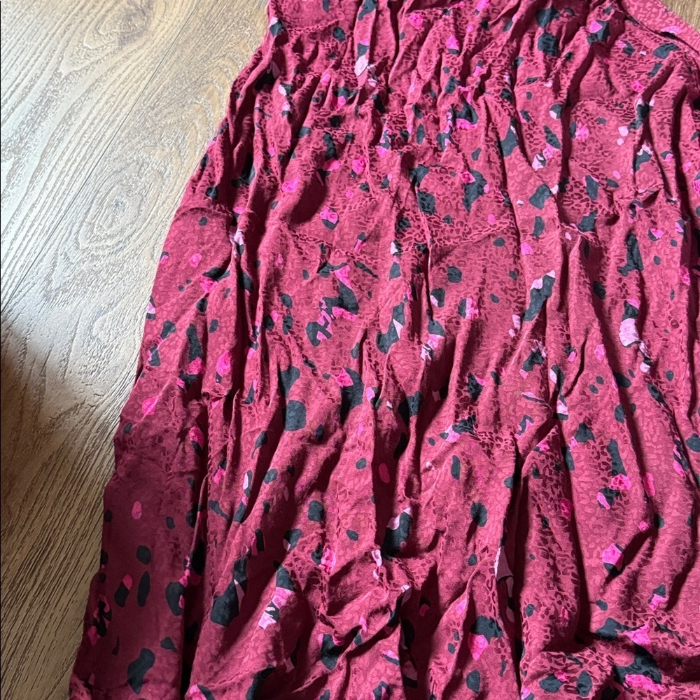 BA&SH / Tomy printed satin slip jacquard midi skirt Bordeaux Leopard 0 - Picture 7 of 8